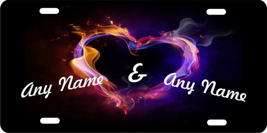 Colorful flaming heart personalized custom novelty license plate decorative front plate for lovers car tag