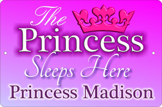 The Princess sleeps here kids room personalized custom made aluminum sign decorative sign