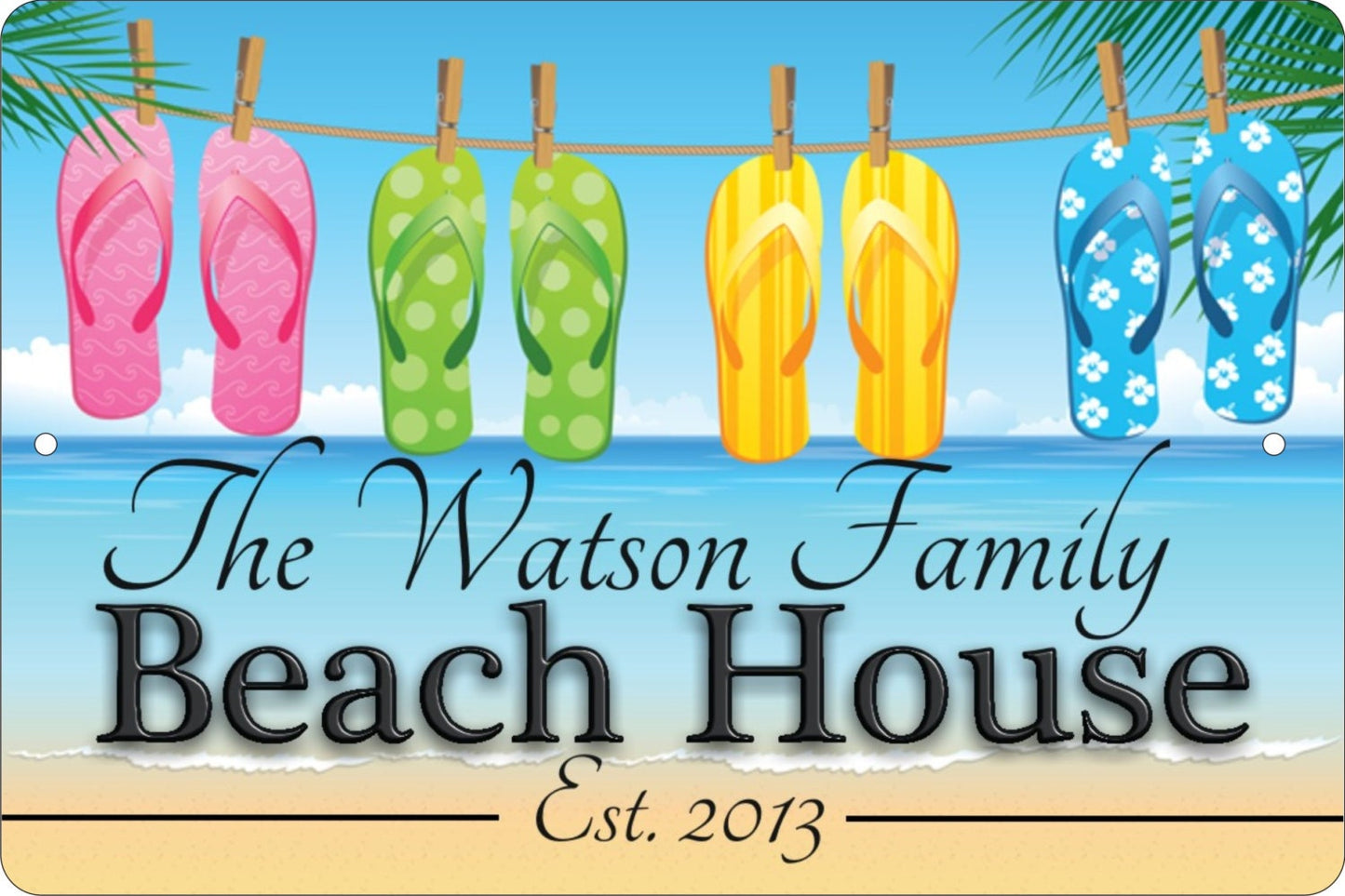 Beach House personalized custom made decorative aluminum sign