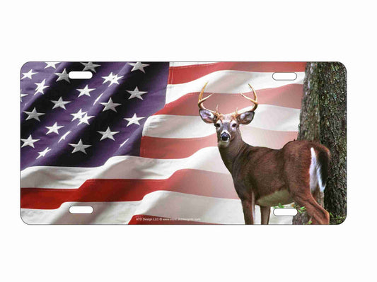 Deer hunter American flag  personalized novelty front license plate Decorative car tag