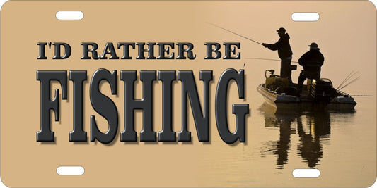 I'd rather be Fishing novelty front license plate Decorative aluminum vanity car tag