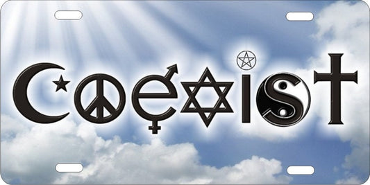 Coexist novelty license plate decorative vanity aluminum front plate