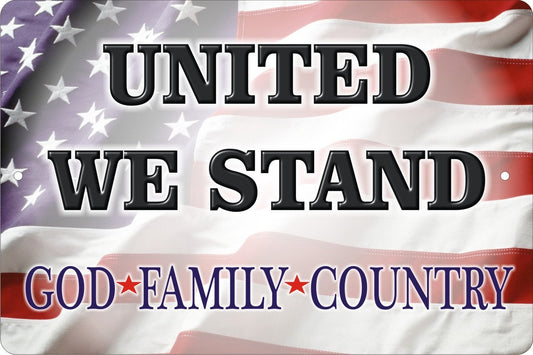 American flag United We Stand sign God Family Country Patriotic wall decor personalized aluminum sign custom made