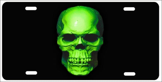 Green Skull novelty front license plate Decorative vanity skull car tag