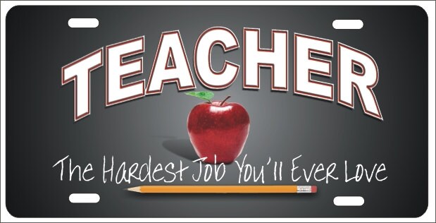 Teacher The Hardest Job you'll ever Love personalized novelty front license plate Decorative vanity car tag